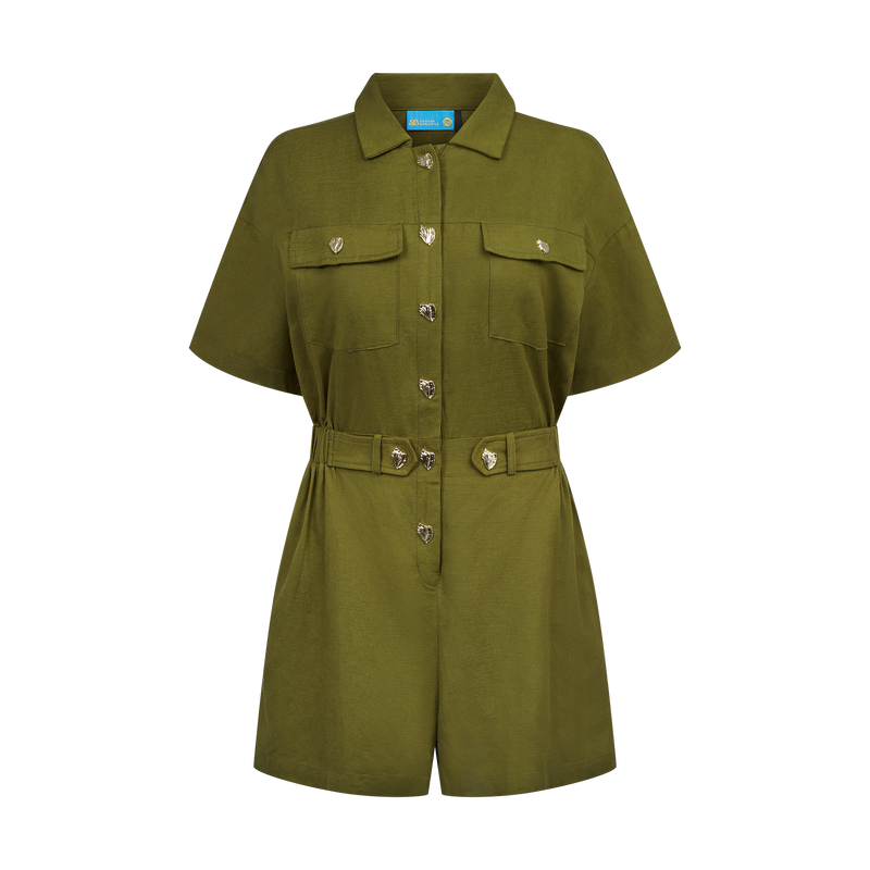 THE STROMBUS ROMPER-OLIVE